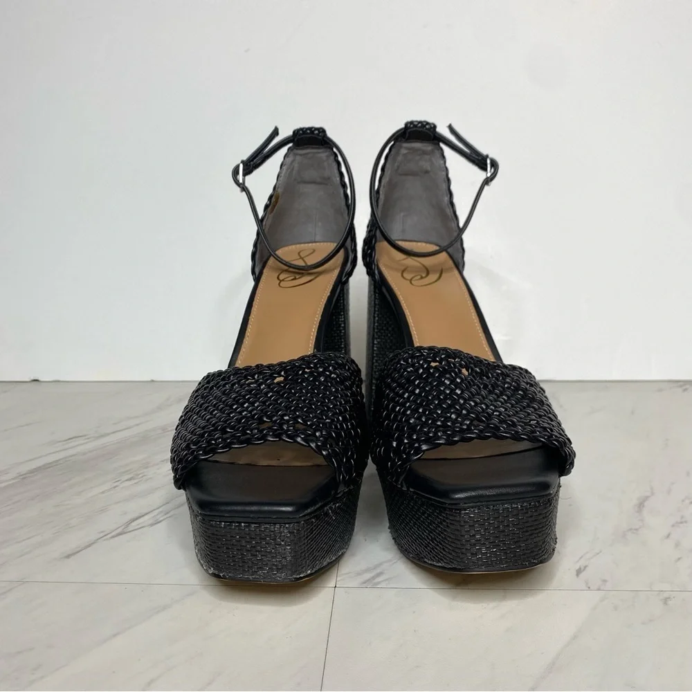 Sam Edelman Nattie Black Platform Heeled Sandal 9 1/2 M
